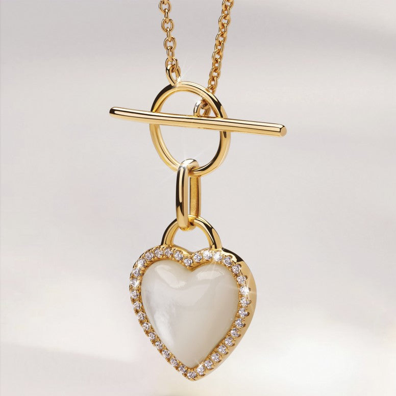 COLAR UNIKE  HEART MOTHER OF PEARL GOLD