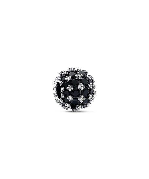 Conta Pandora Sterling silver charm with black crystal and clear cubic zirconia