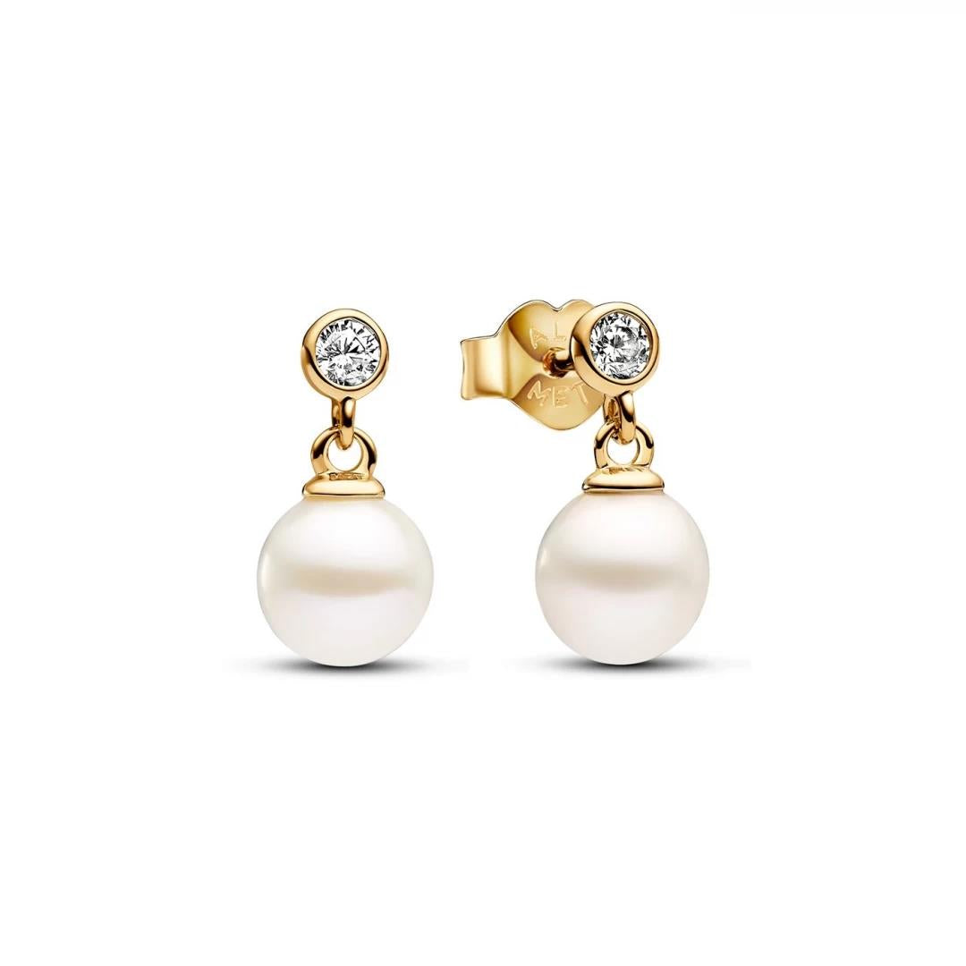 Brincos Pandora 14K Gold DRop earrings