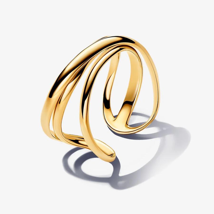 Anel Pandora Triple band 14k gold-plated