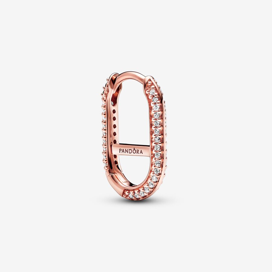 PANDORA ROSE GOLD Double Hoop Cz Earrings £29.99 - PicClick UK