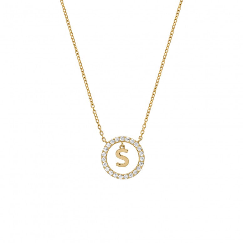 UNIKE LETTER IN CIRCLE S NECKLACE