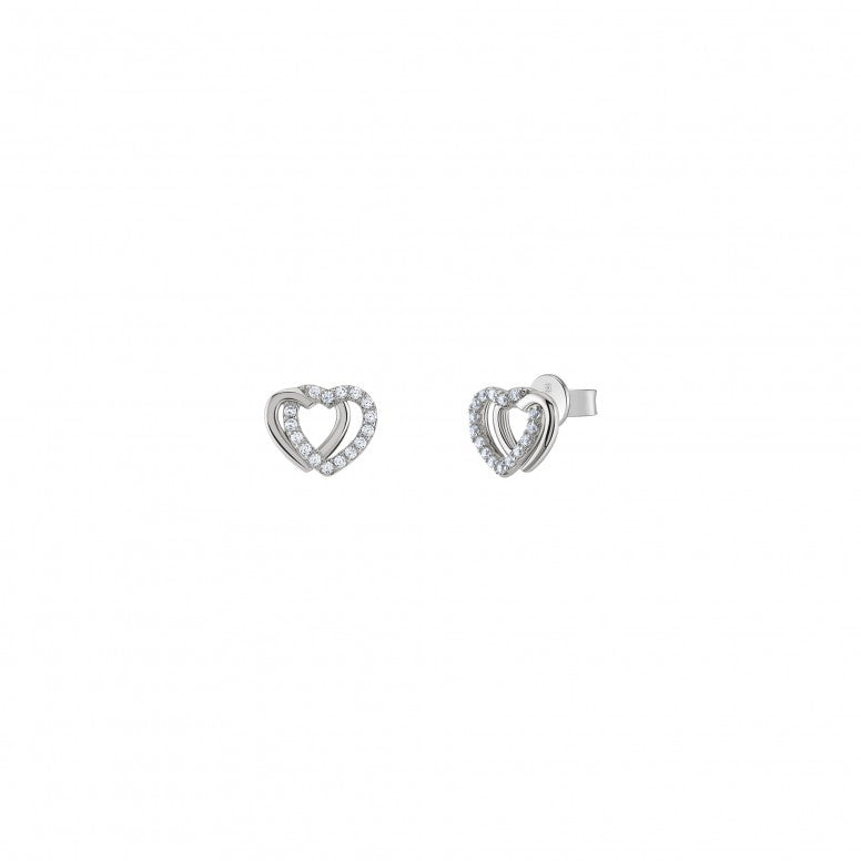 UNIKE DOUBLE HEART SILVER EARRINGS