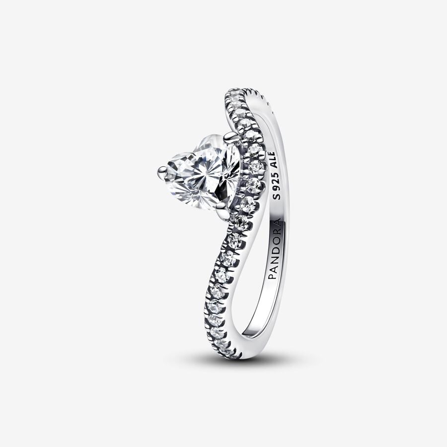 Pandora Wave Heart Sterling Ring