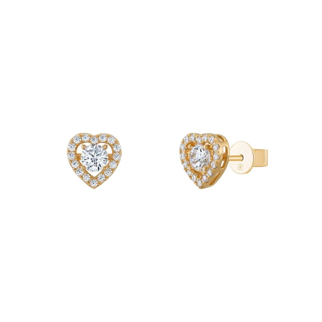 BRINCOS UNIKE SOLITAIRE HEART GOLD