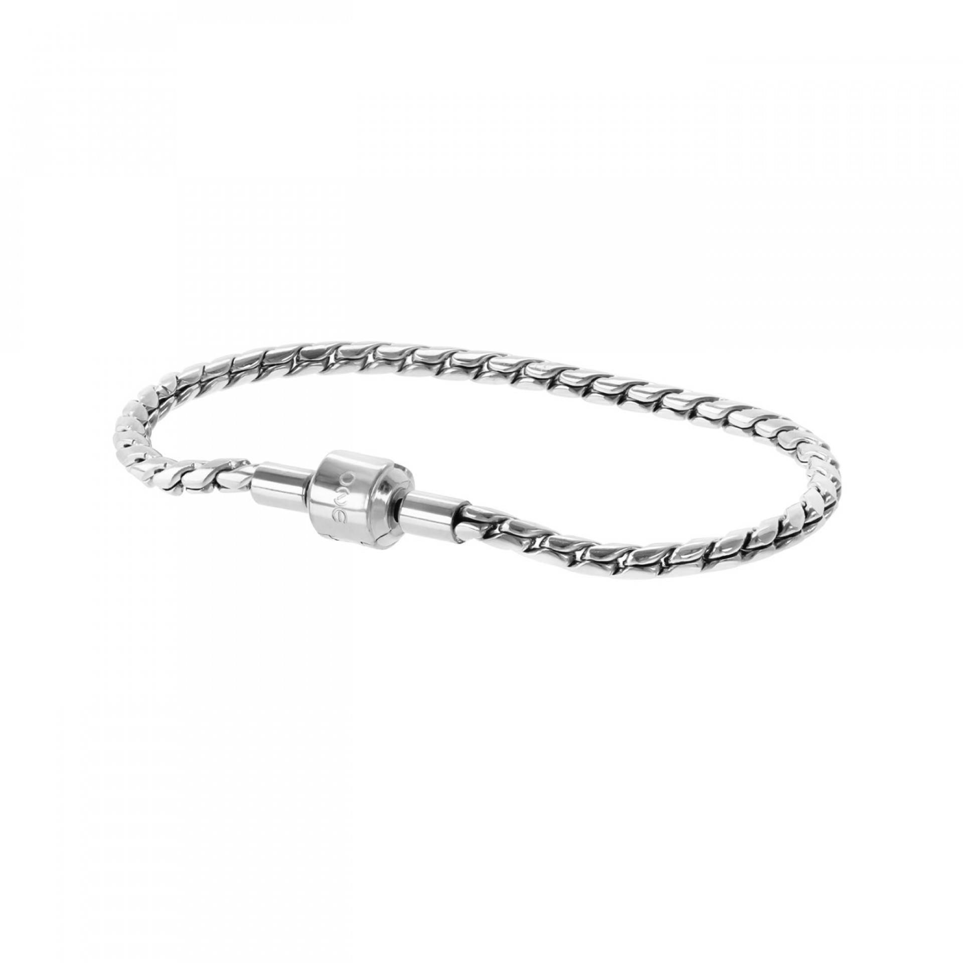 One Energy Master Twisted Silver Bracelet