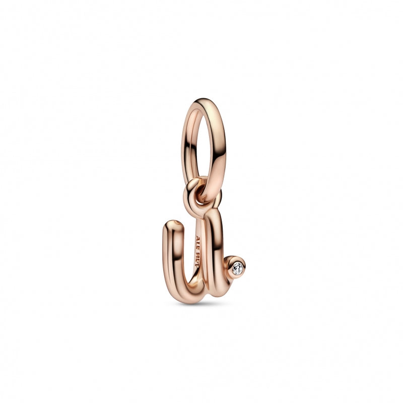 Pendente  Prata e Ouro 14k PANDORA LETTER U - Ana Joalheiros