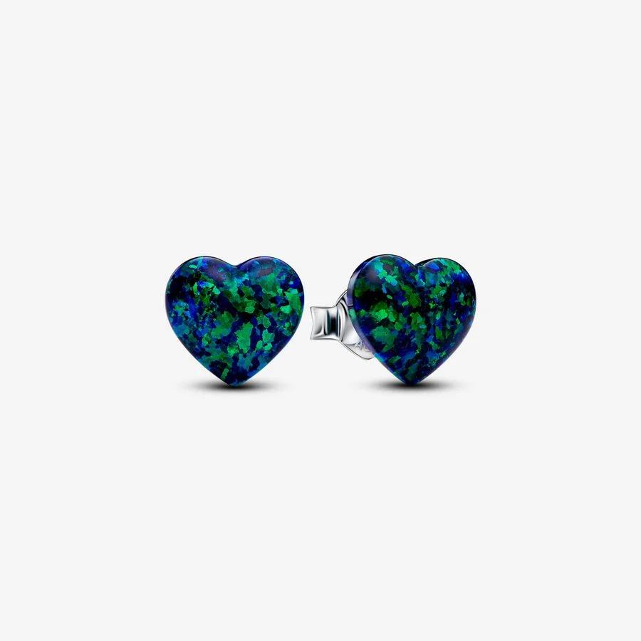 Opalescent green heart earrings