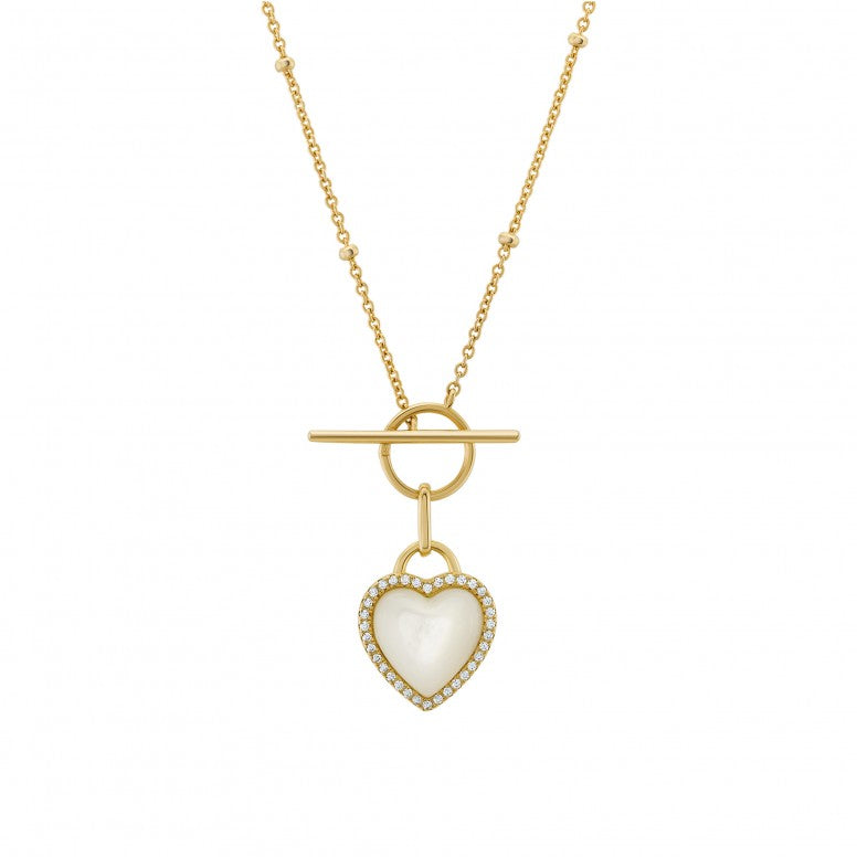 COLAR UNIKE  HEART MOTHER OF PEARL GOLD